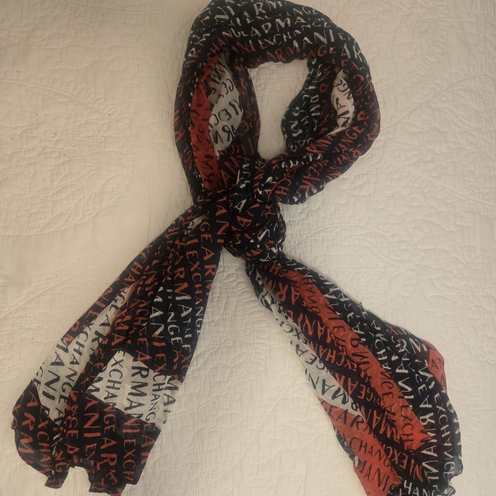 Armani Exchange Unisex Red and Blue Scarf